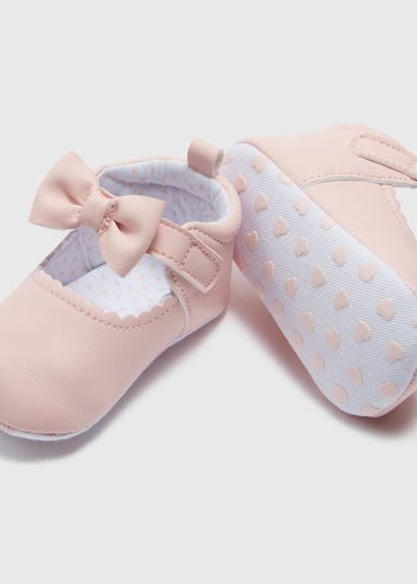Baby Pink Bow Ballet Flats (Newborn-18mths)
