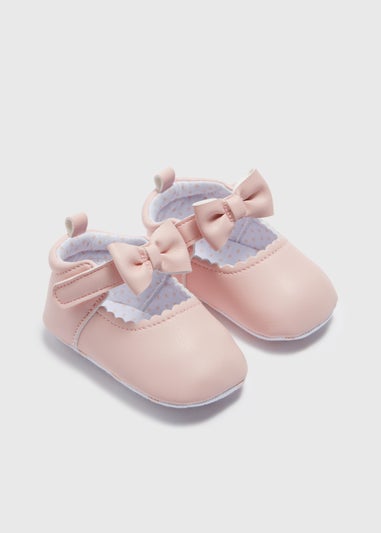 Baby Pink Bow Ballet Flats (Newborn-18mths)