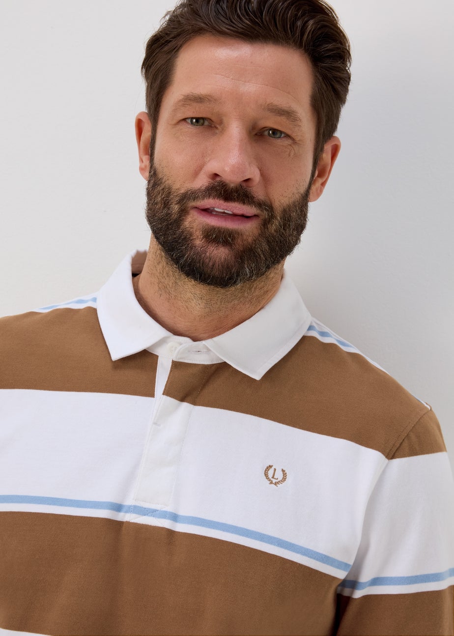 Lincoln Stone Rugby Stripe Long Sleeve Polo Shirt