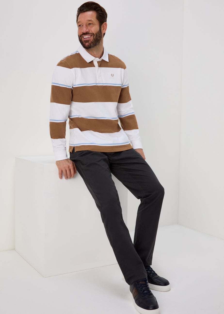 Lincoln Stone Rugby Stripe Long Sleeve Polo Shirt