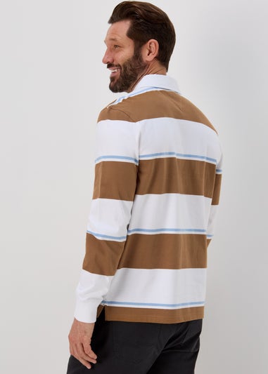Lincoln Stone Rugby Stripe Long Sleeve Polo Shirt