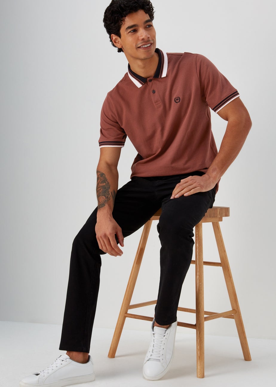 Brown Tipped Polo Shirt