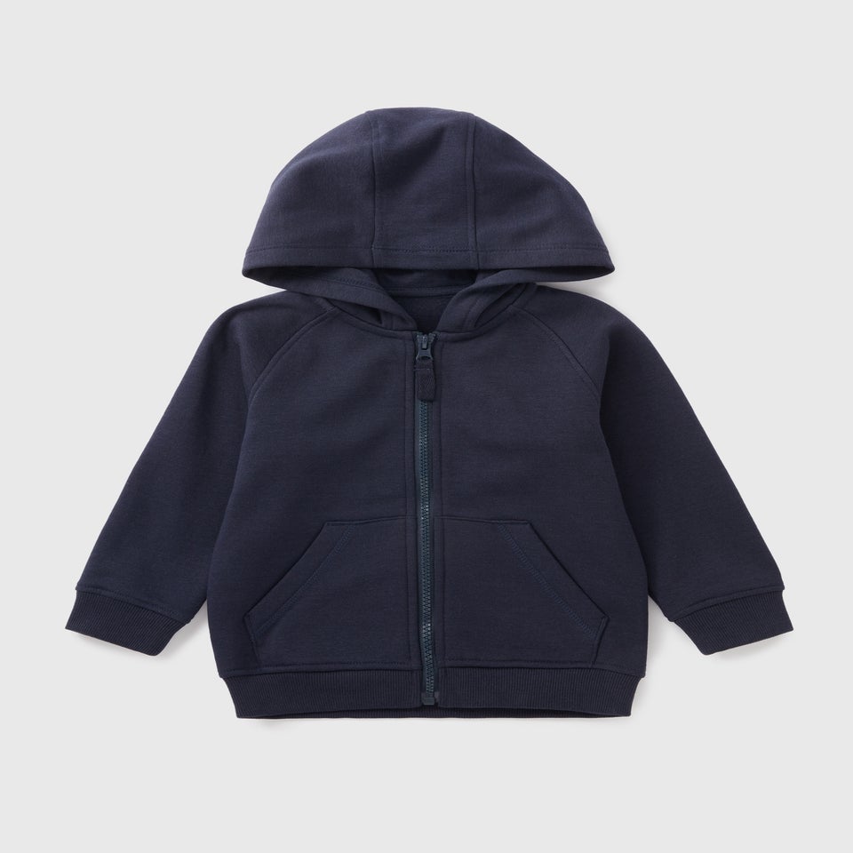 Boys Navy Zip Up Hoodie (1-7yrs)