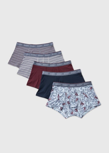 5 Pack Blue Floral Hipsters