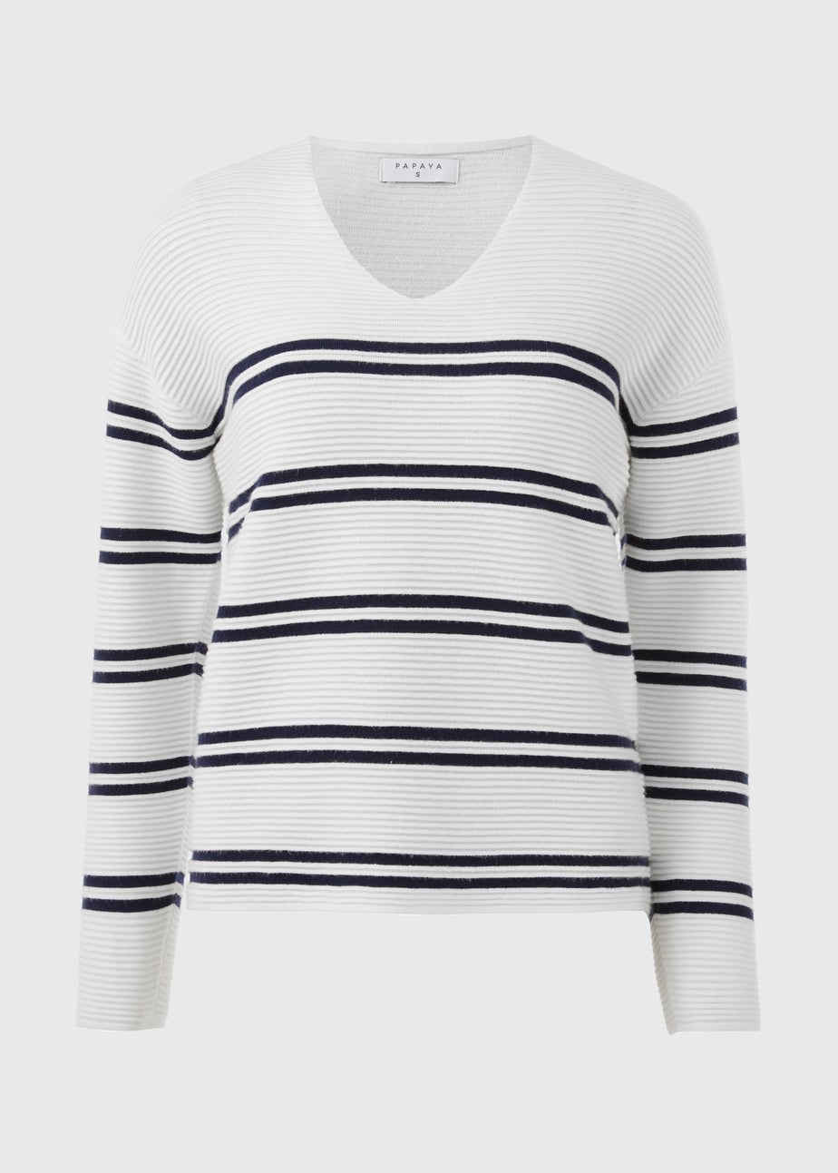 Cream Rib Ottoman Stripe Jumper