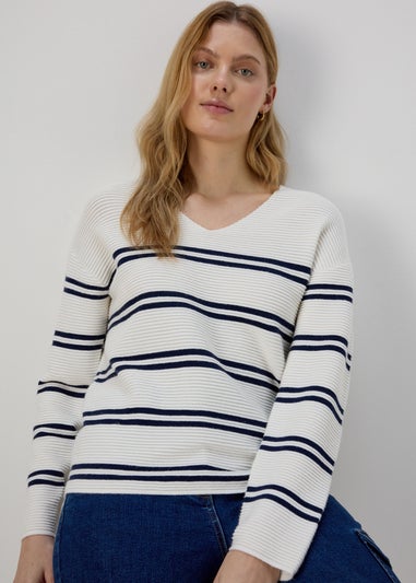 Cream Rib Ottoman Stripe Jumper
