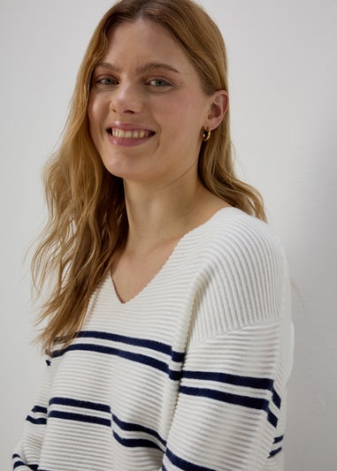 Cream Rib Ottoman Stripe Jumper