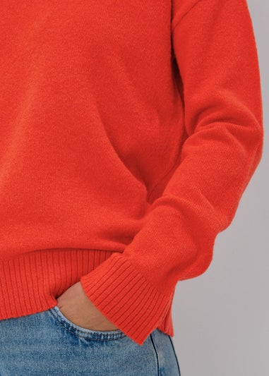 Solid Red Open Collar Jumper