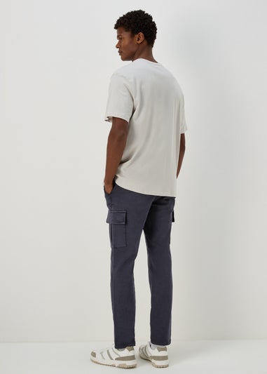 Navy Knitted Cargo Joggers