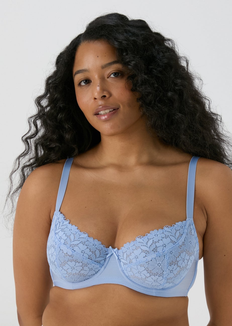 2 Pack Blue & Cream Lace Sling DD+ Bra