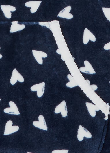 Navy Heart Print Overhead Fleece