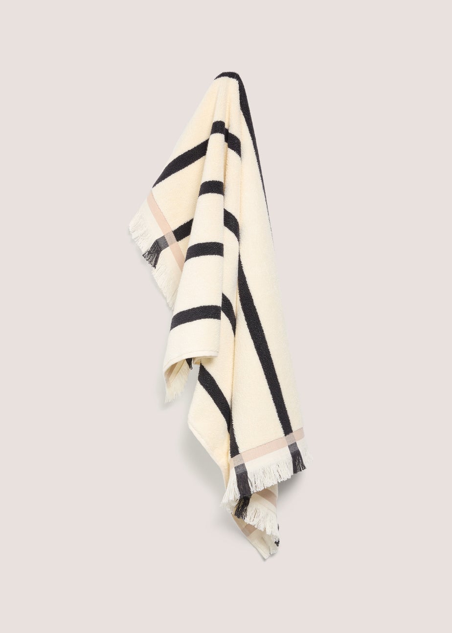 100% Cotton Natural Stripe Fringe Towel