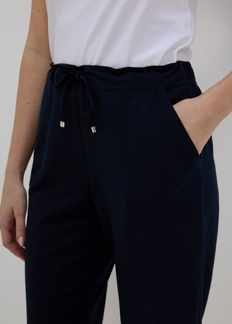 Navy Cropped Trousers