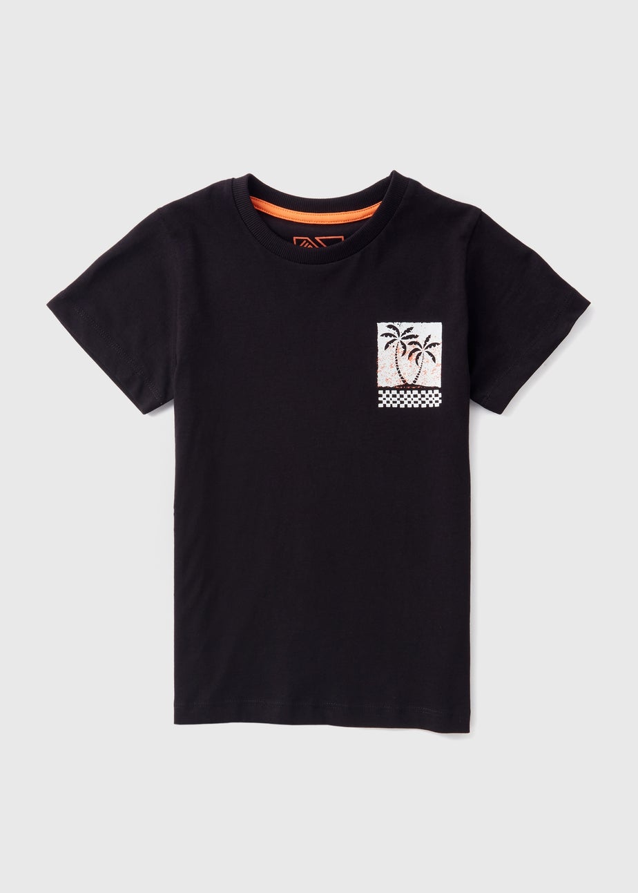 Boys Black Palm Tree T-Shirt (7-13yrs)