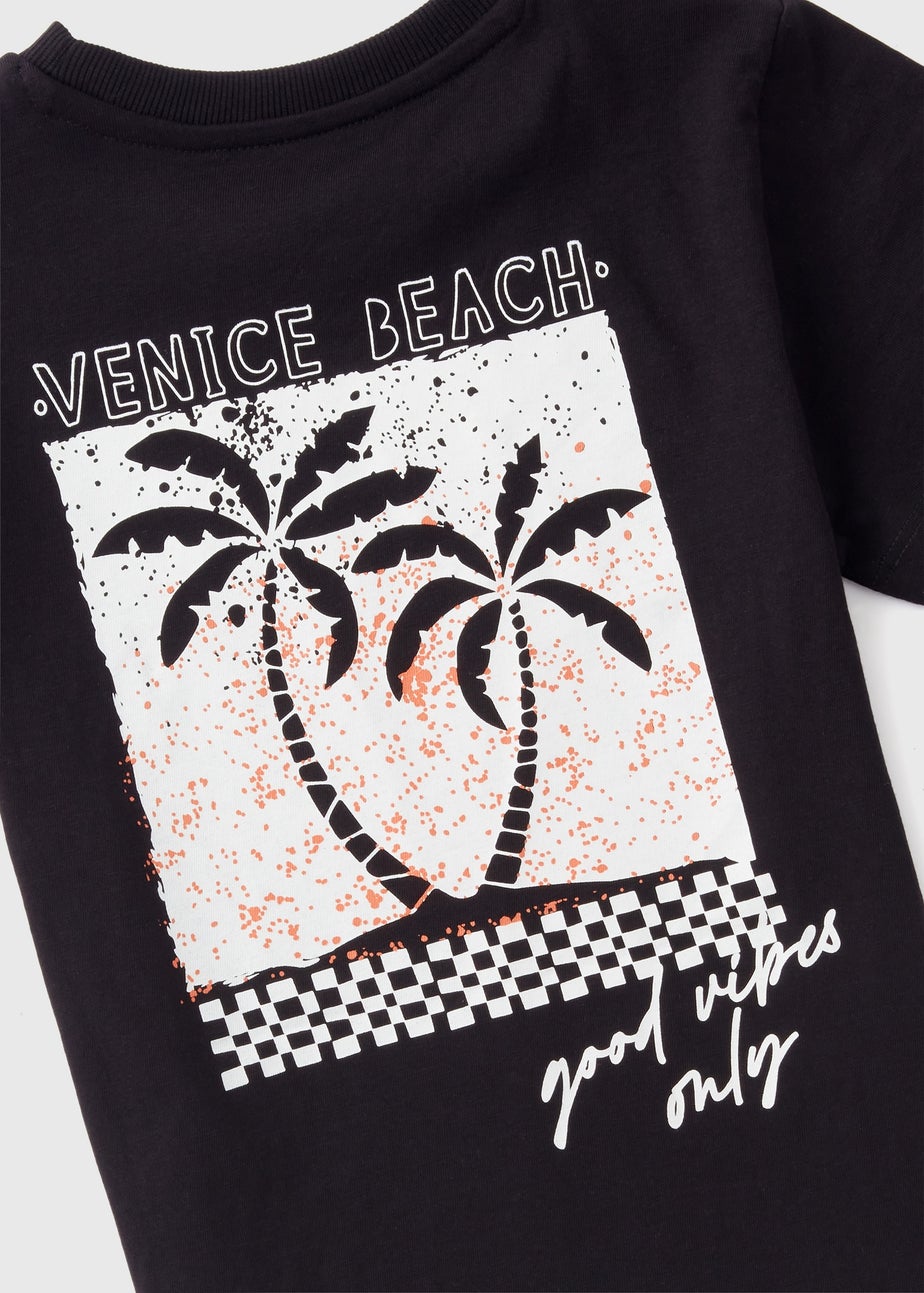 Boys Black Palm Tree T-Shirt (7-13yrs)