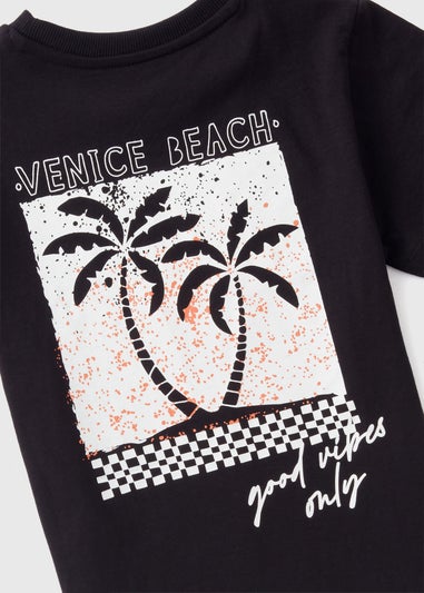Boys Black Palm Tree T-Shirt (7-13yrs)