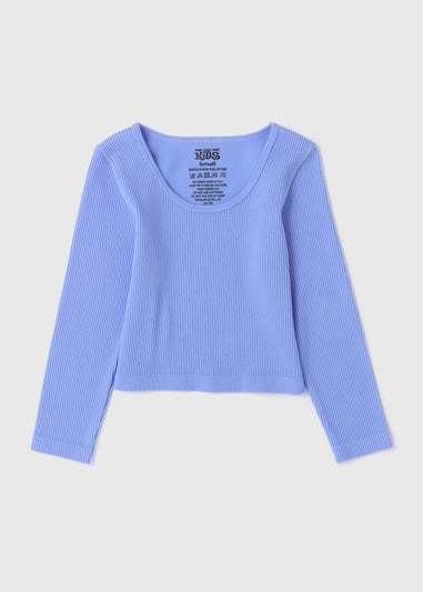 Girls Blue Seamless Long Sleeve Top (7-15yrs)
