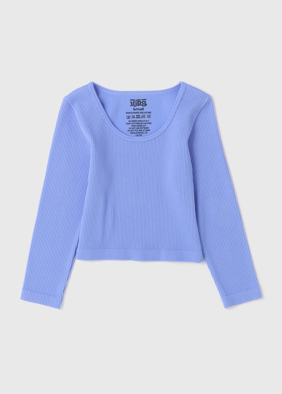 Girls Blue Seamless Long Sleeve Top (7-15yrs)
