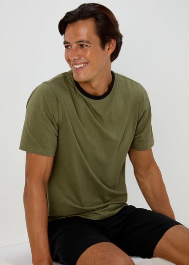 Green Basic T-Shirt & Shorts Pyjama Set