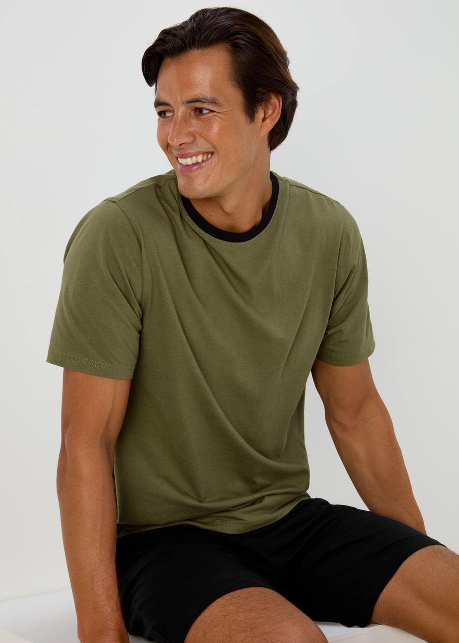 Green Basic T-Shirt & Shorts Pyjama Set