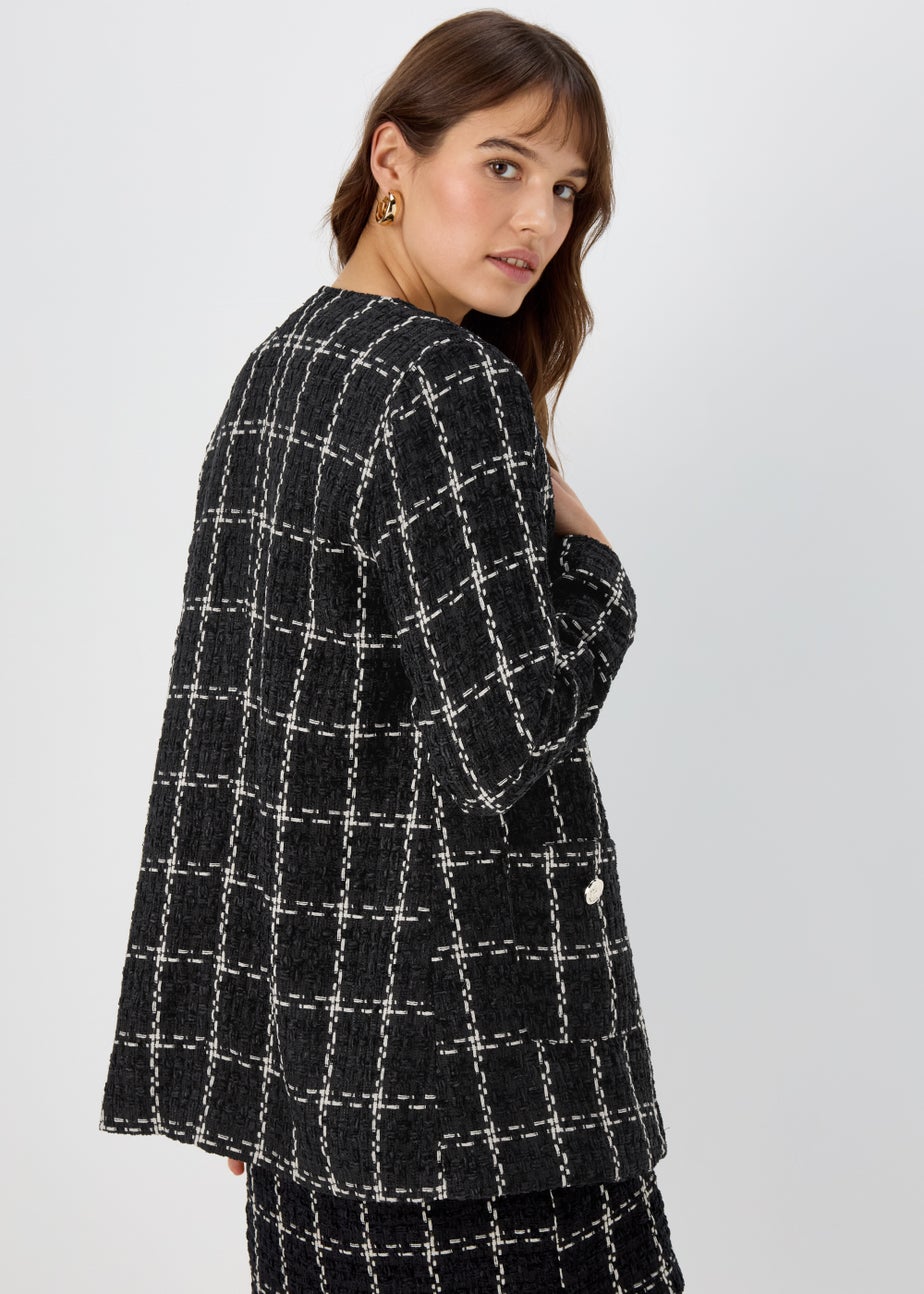 Et Vous Black Check Pattern Jacket