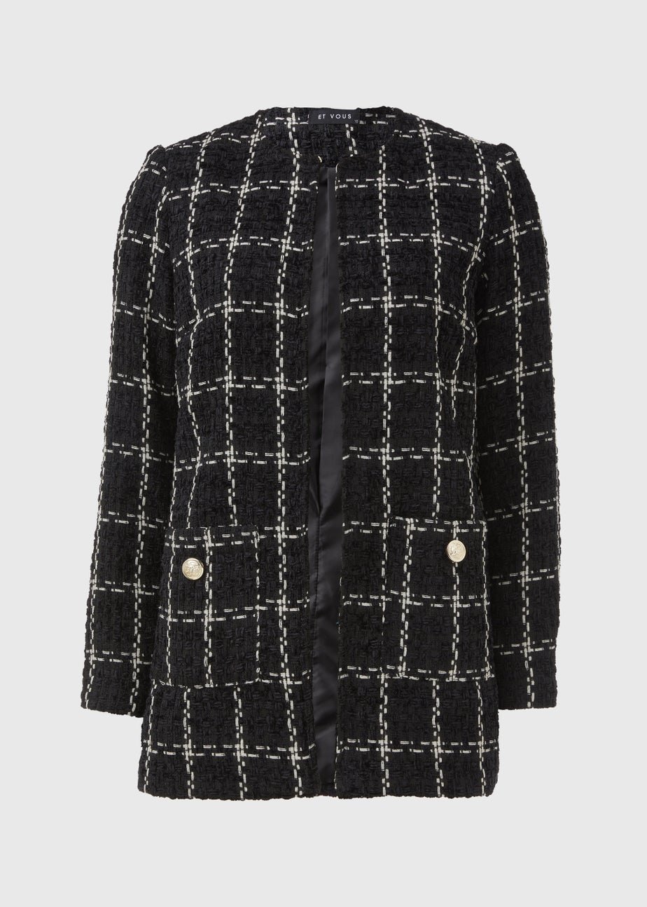 Et Vous Black Check Pattern Jacket