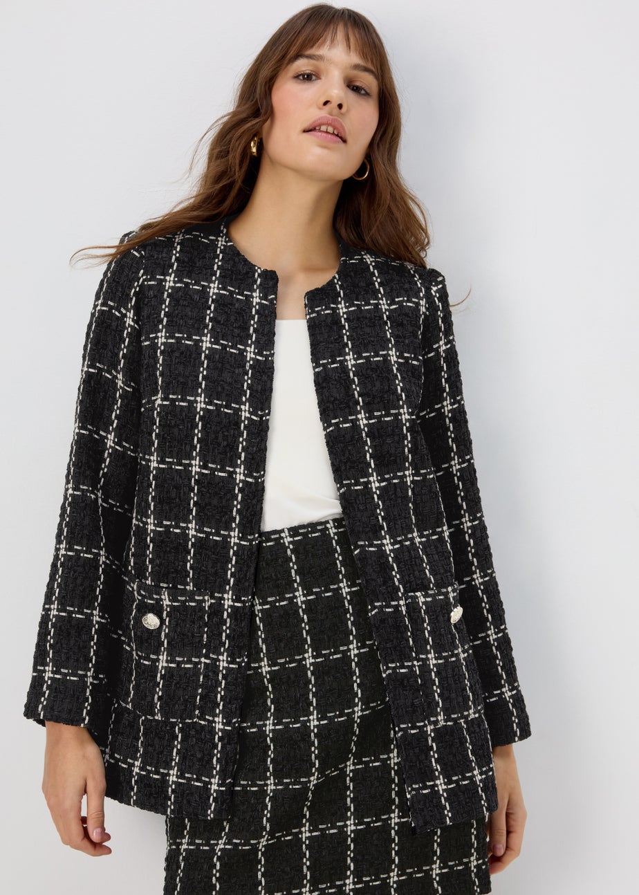 Et Vous Black Check Pattern Jacket