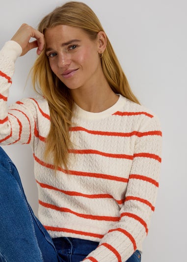 Red Baby Cable Stripe Jumper
