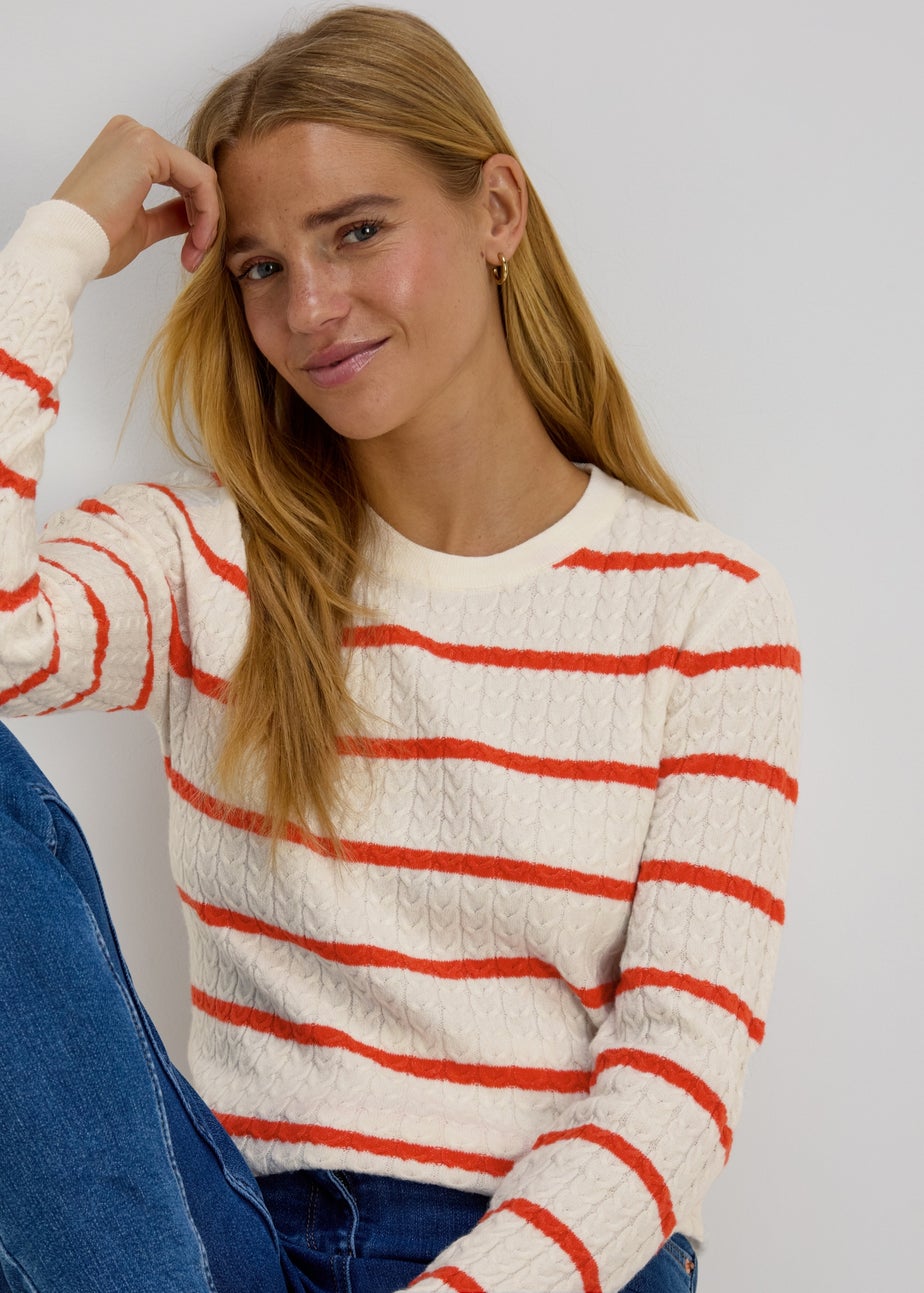 Red Baby Cable Stripe Jumper