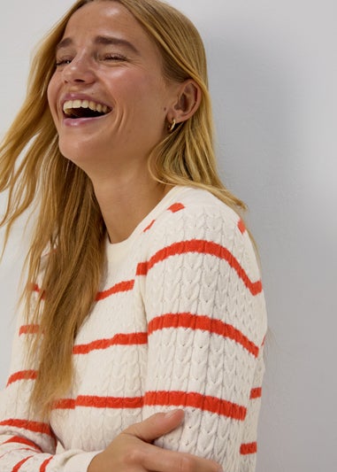 Red Baby Cable Stripe Jumper