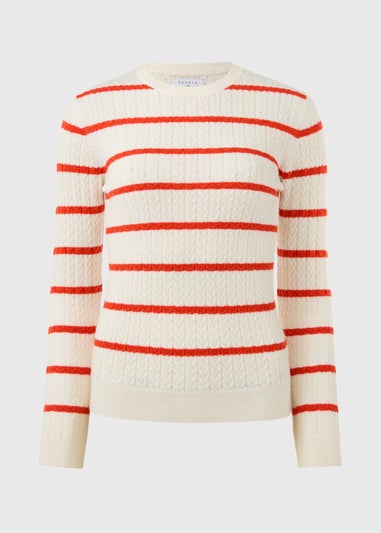 Red Baby Cable Stripe Jumper