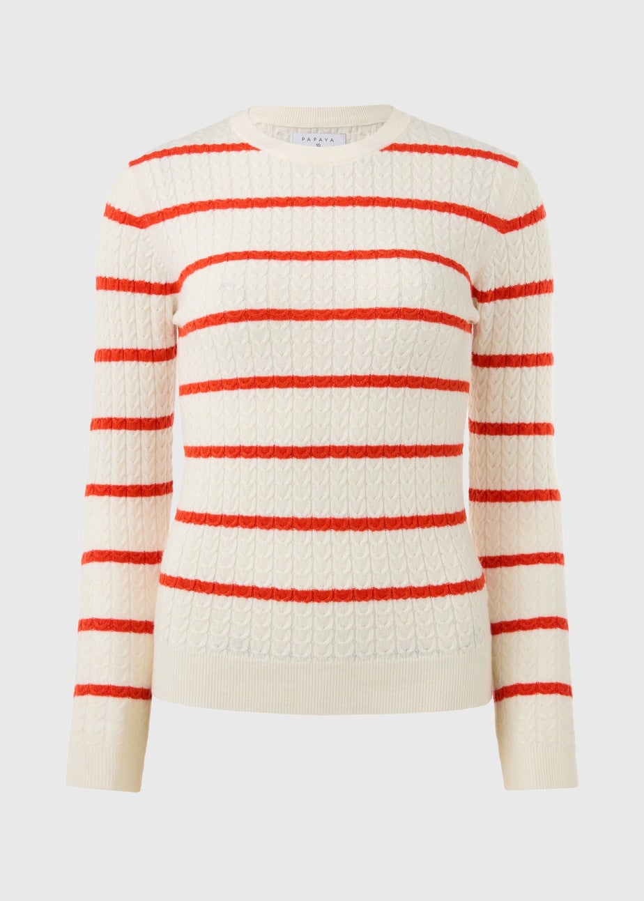 Red Baby Cable Stripe Jumper
