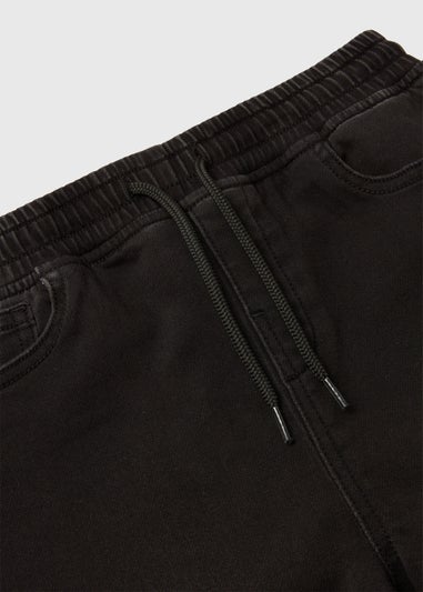 Boys Black Rib Jersey Denim Jeans (7-13yrs)