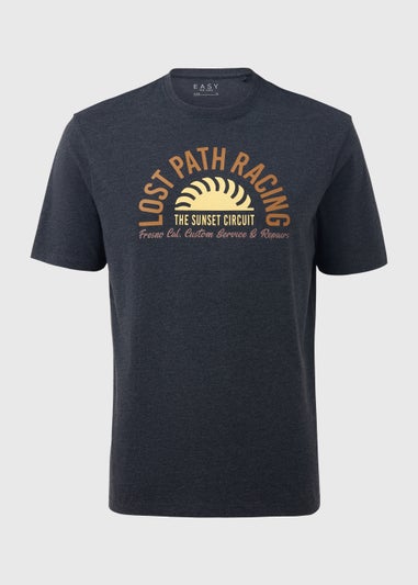 Navy Lost Path Racing Print T-Shirt
