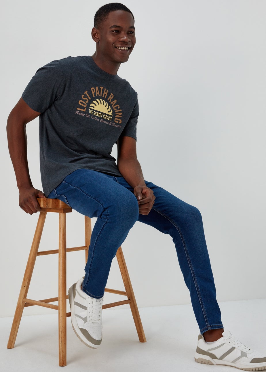 Navy Lost Path Racing Print T-Shirt