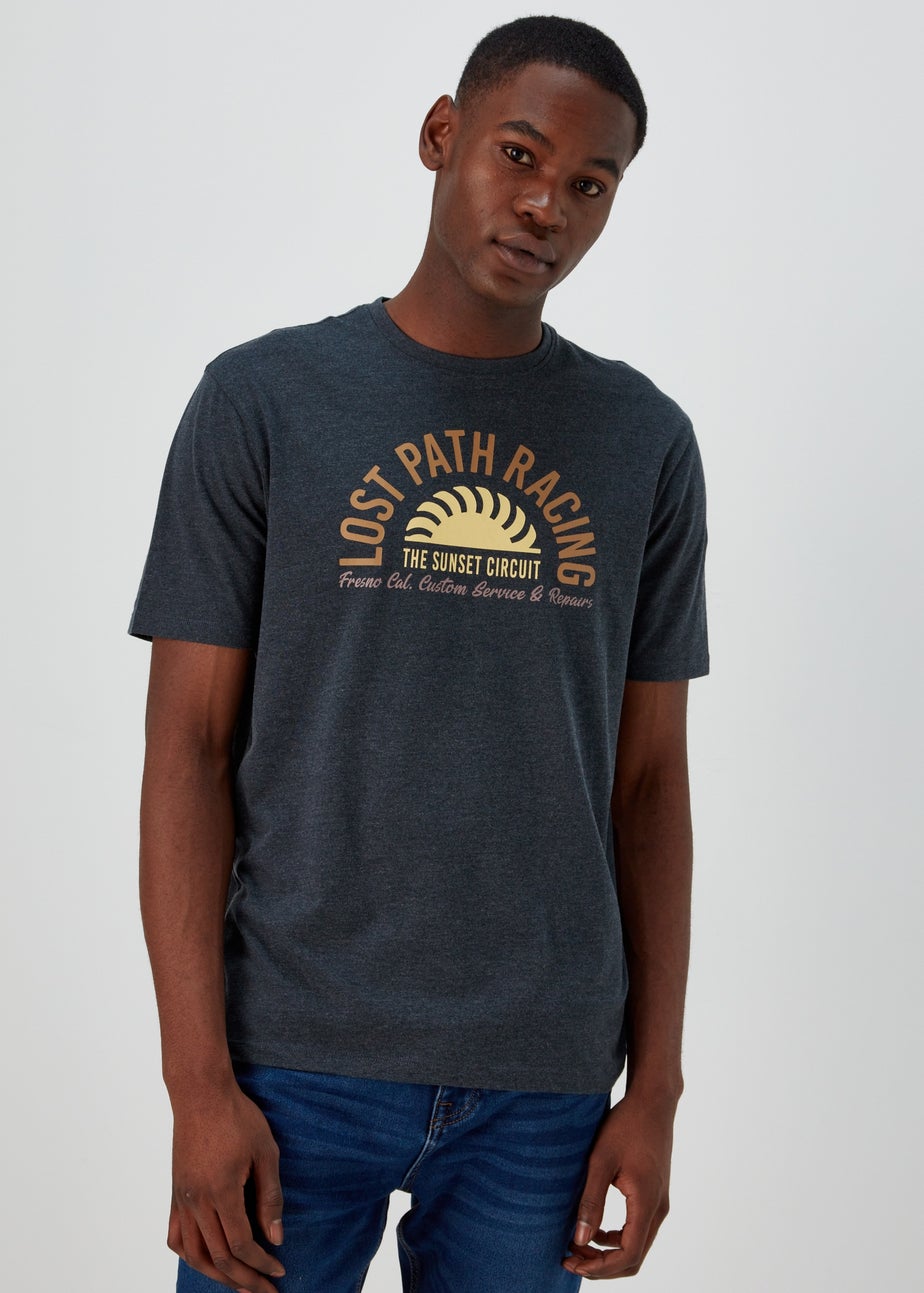 Navy Lost Path Racing Print T-Shirt