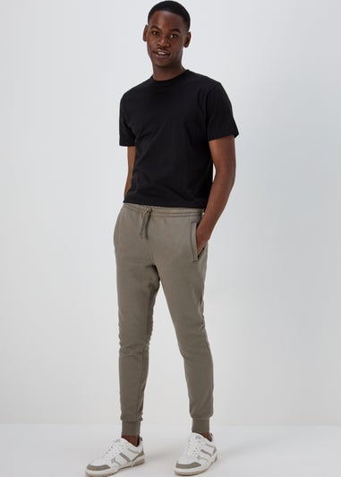 Beige Slim Fit Cuffed Joggers