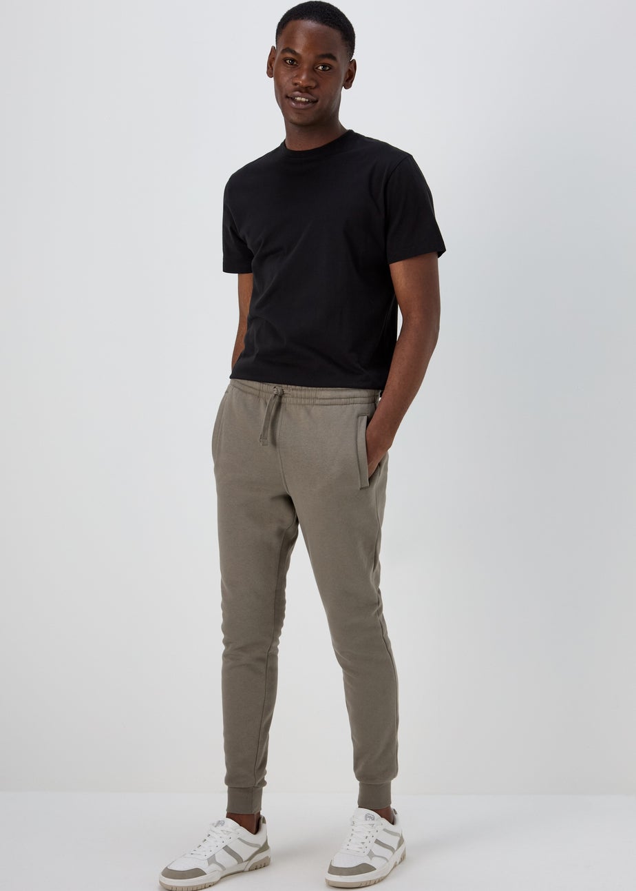 Beige Slim Fit Cuffed Joggers