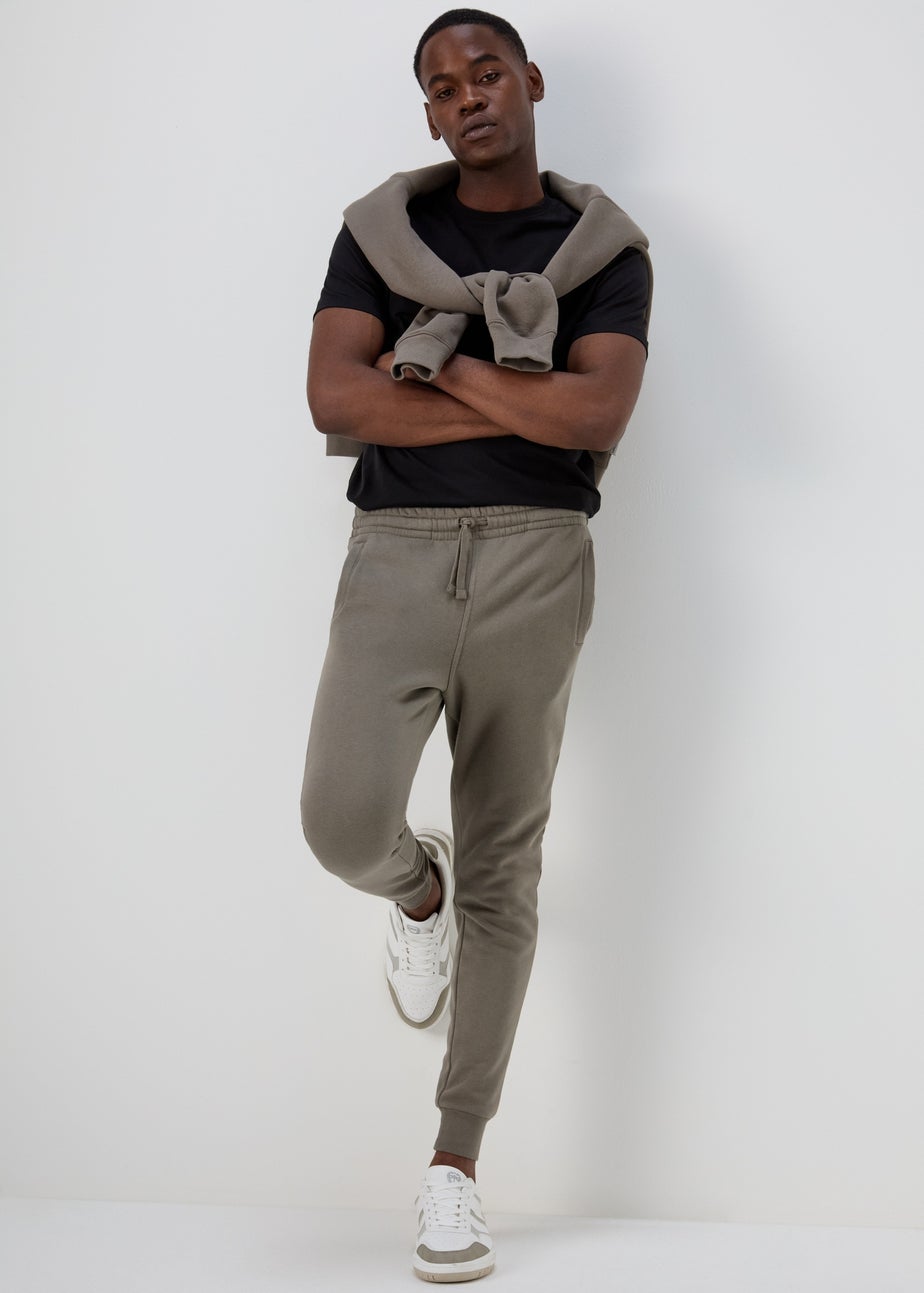 Beige Slim Fit Cuffed Joggers