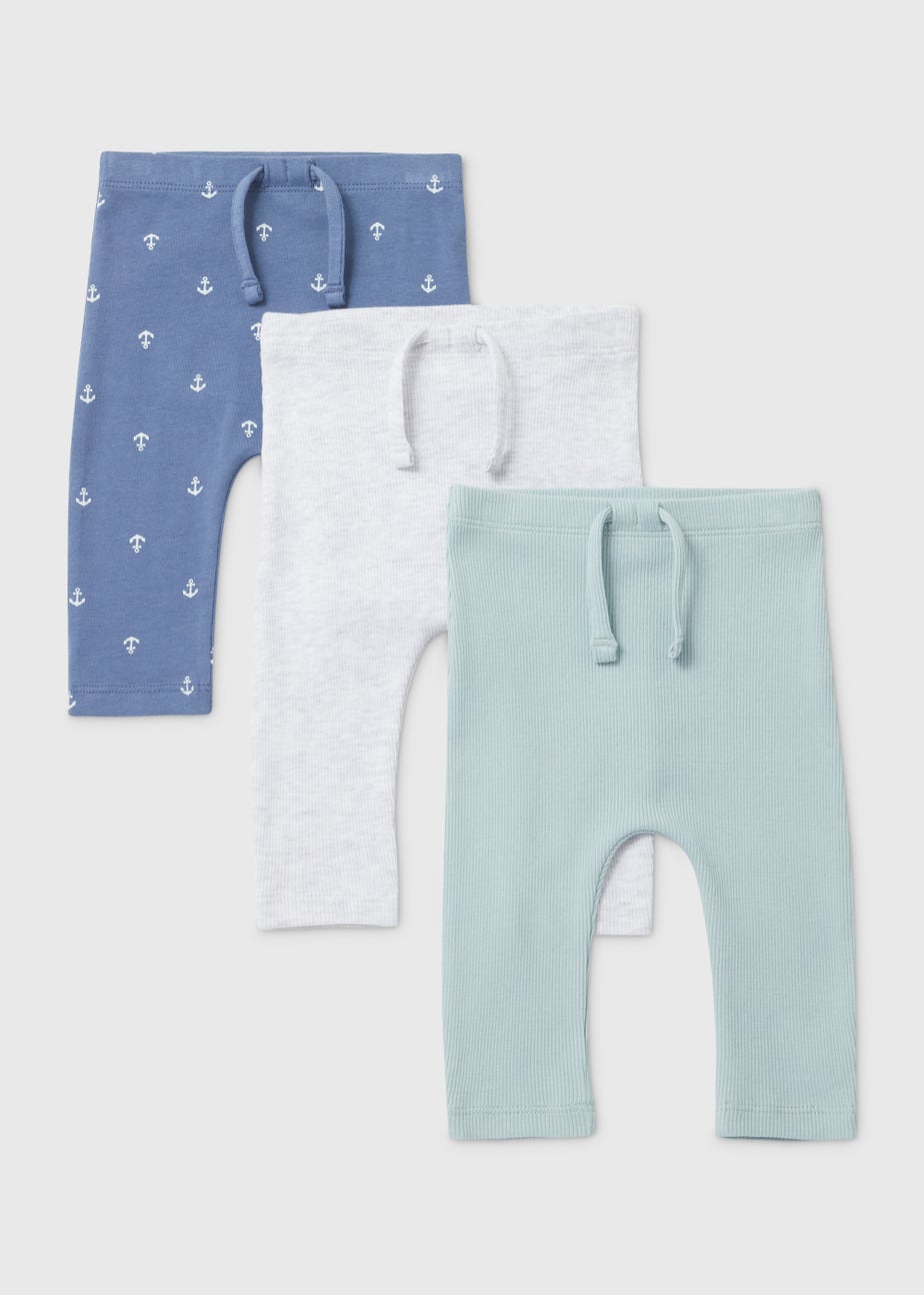 Baby 3 Pack Multicoloured Nautical Leggings (Newborn-23mths)