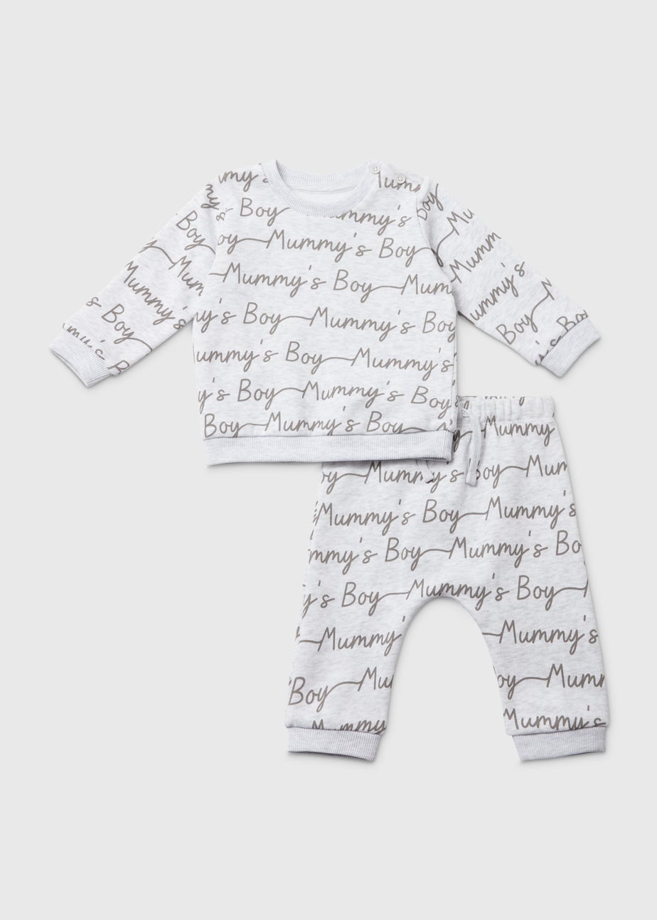 Baby Multicoloured Mummy's Boy Print Sweatshirt & Jogger Set (Newborn-23mths)