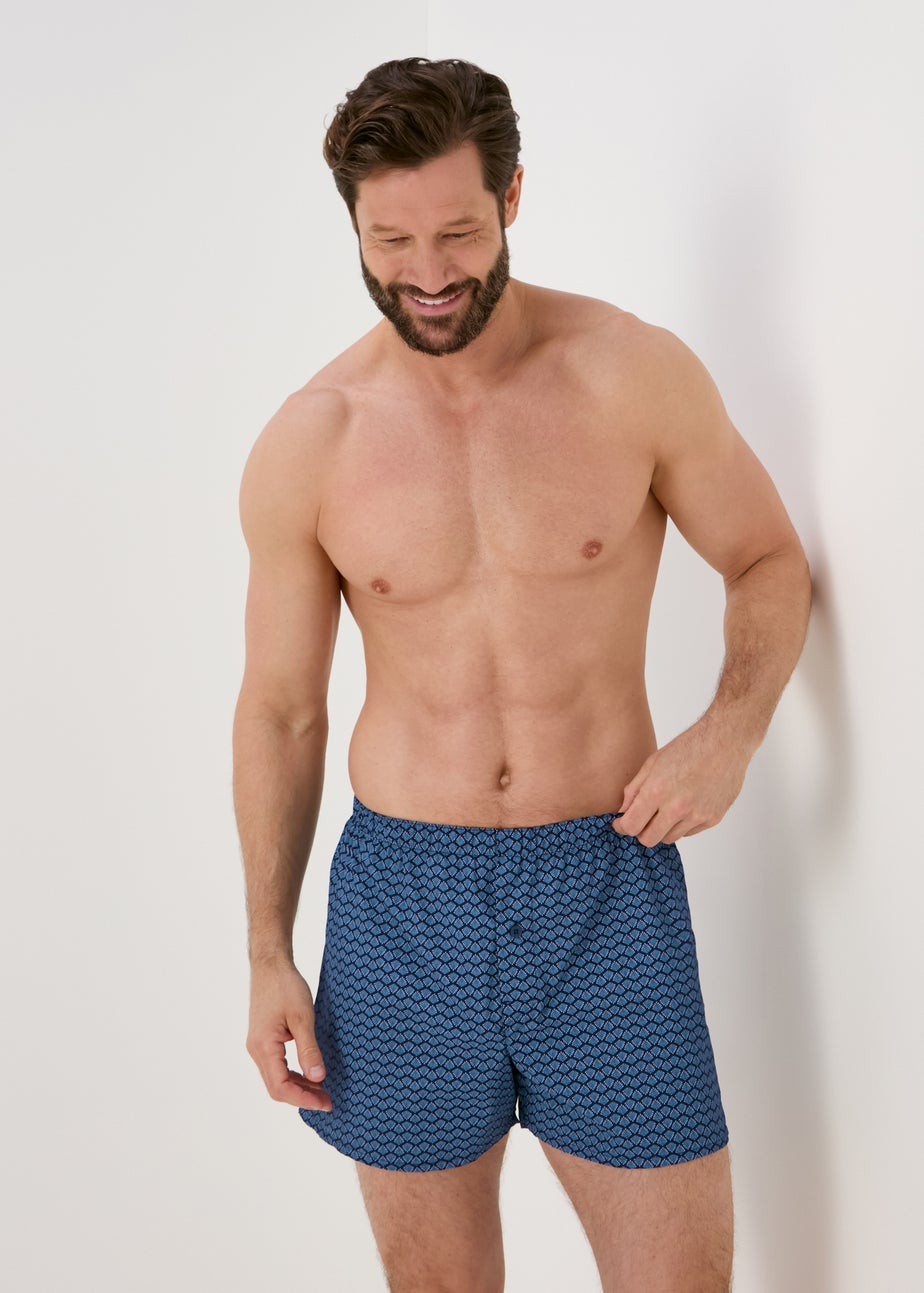 3 Pack Blue Shell Print Woven Shorts