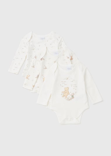 3 Pack Disney Winnie The Pooh Baby Cream Sleepsuits (Tiny Baby-18mths)
