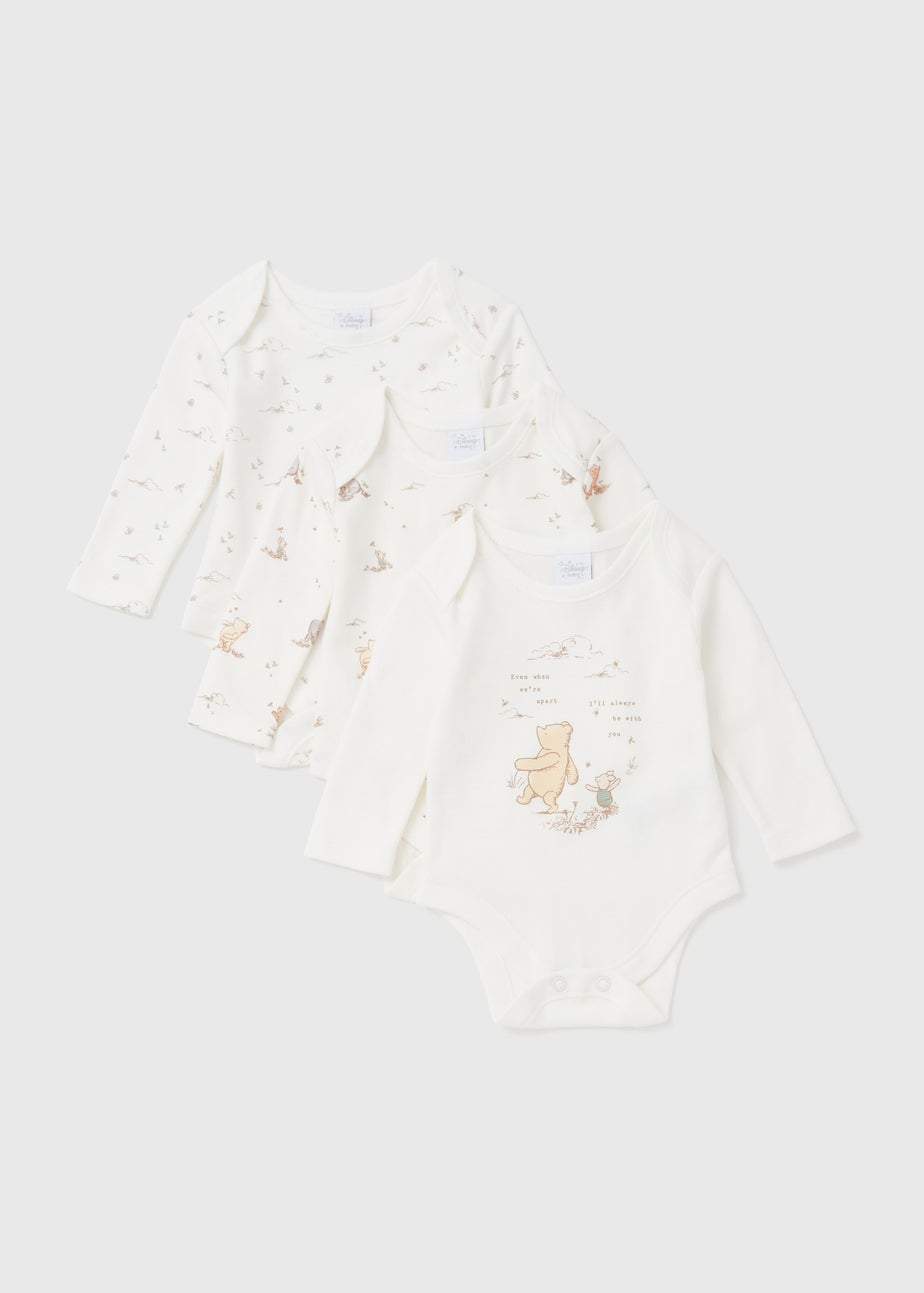 3 Pack Disney Winnie The Pooh Baby Cream Sleepsuits (Tiny Baby-18mths)