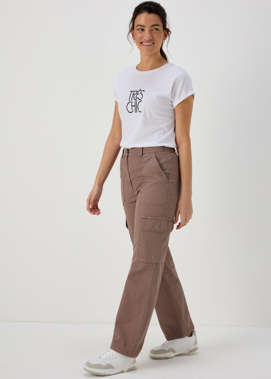 Taupe Straight Leg Cargo Pants