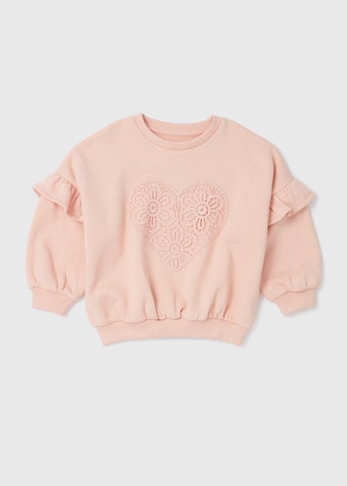 Pink Crochet Heart Sweatshirt (1-7yrs)