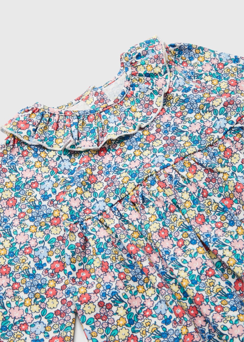 Baby Multicoloured Floral Print Long Sleeve Dress (Newborn-23mths)