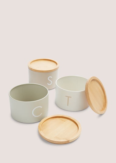 Neutral Metal Tea Coffee & Sugar Stackable Canisters