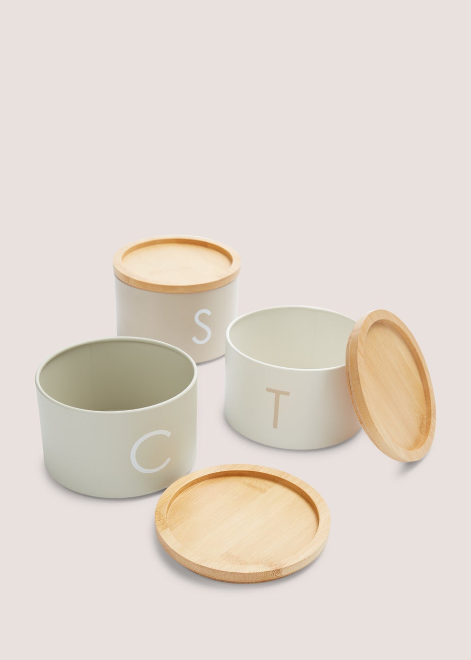 Neutral Metal Tea Coffee & Sugar Stackable Canisters