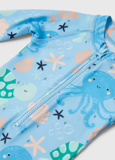 Baby Blue Ocean Long Sleeve Swimsuit (0-23mths)